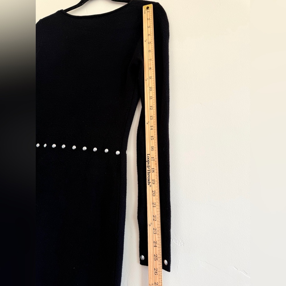 Bohme Hailey Studded feminine Midi Dress size S Long Sleeve Black Pearl Details - Picture 7 of 10